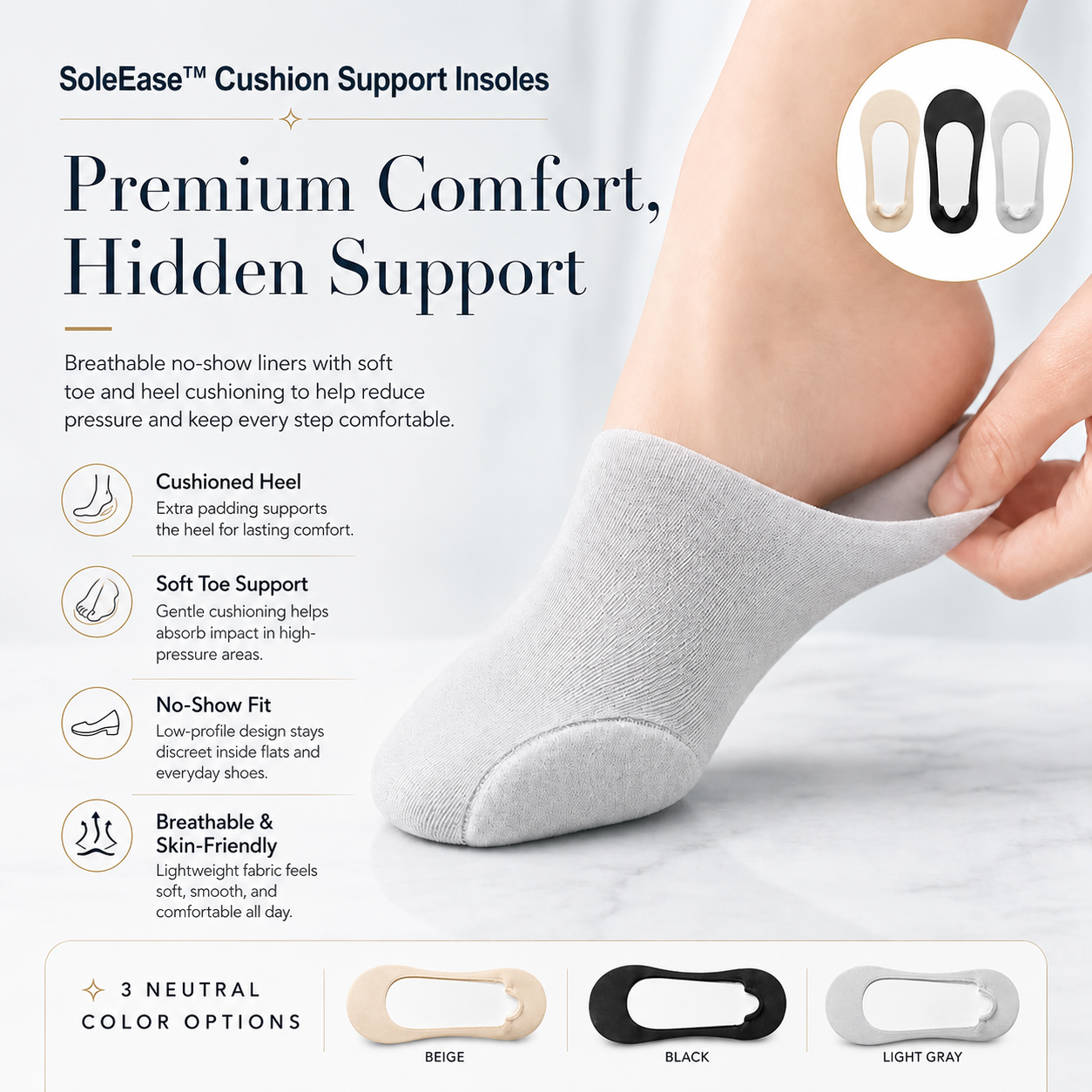 SoleEase™ Cushion Support Insoles