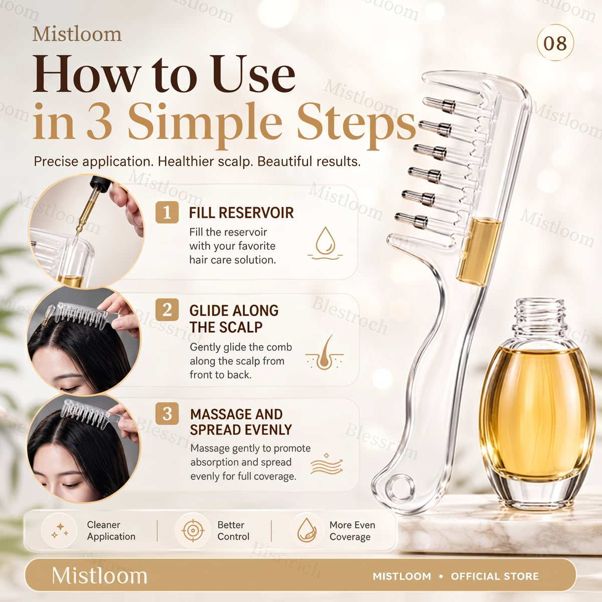 Refillable Scalp Serum Applicator Comb