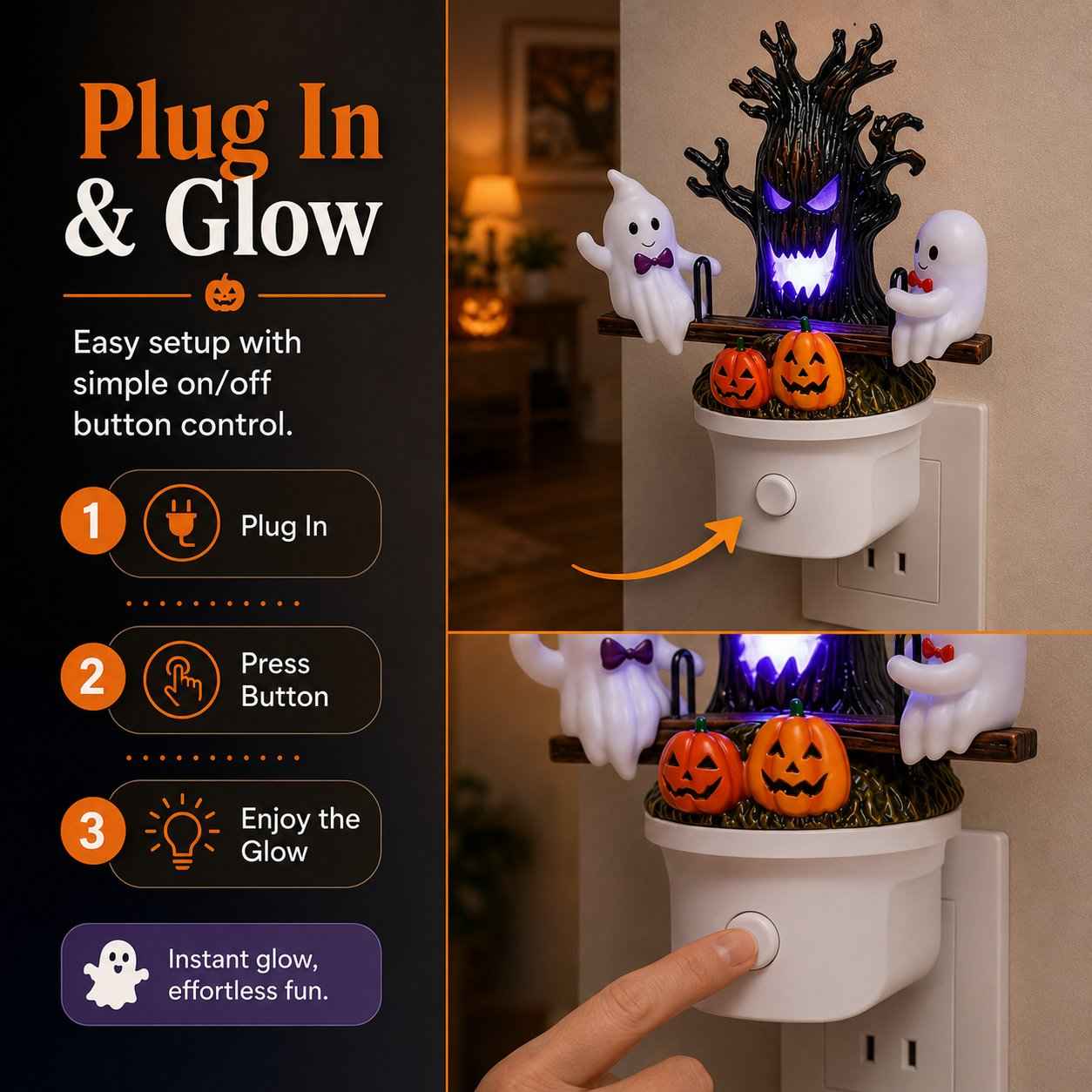 Animated Seesaw Ghost Plug In LED Night Light
