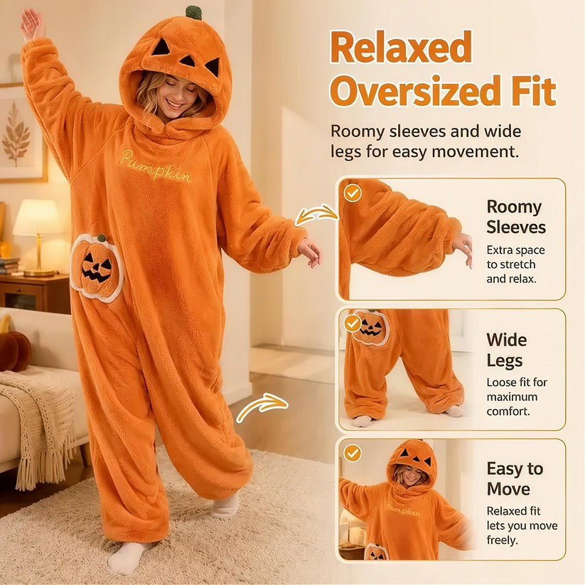 PumpkinCuddle™ Hooded Fleece Onesie