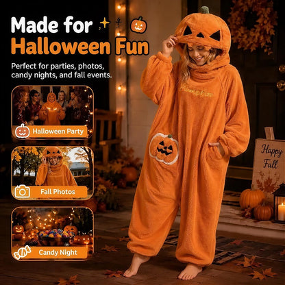 PumpkinCuddle™ Hooded Fleece Onesie