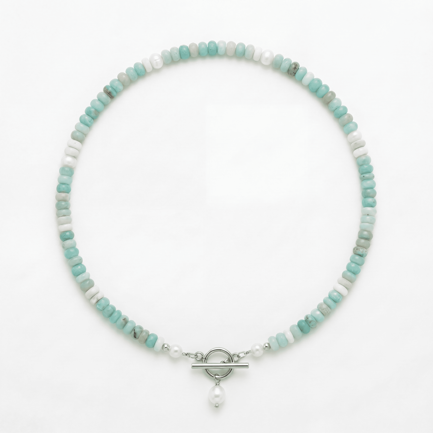 Turquoise Bead Pearl Necklace