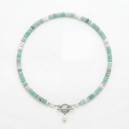 Turquoise Bead Pearl Necklace