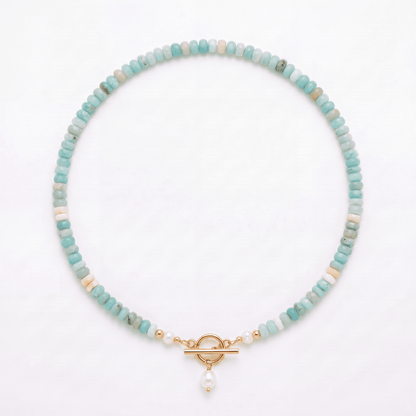 Turquoise Bead Pearl Necklace