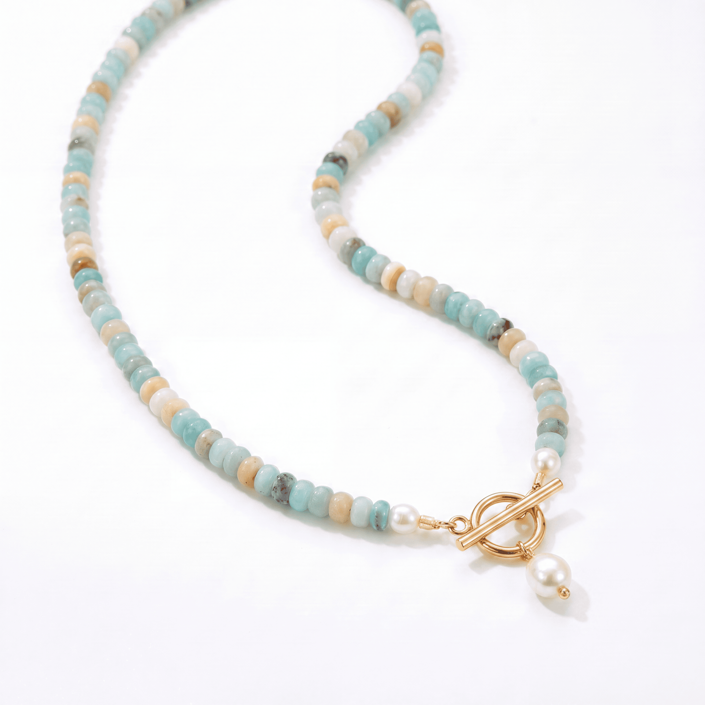 Turquoise Bead Pearl Necklace