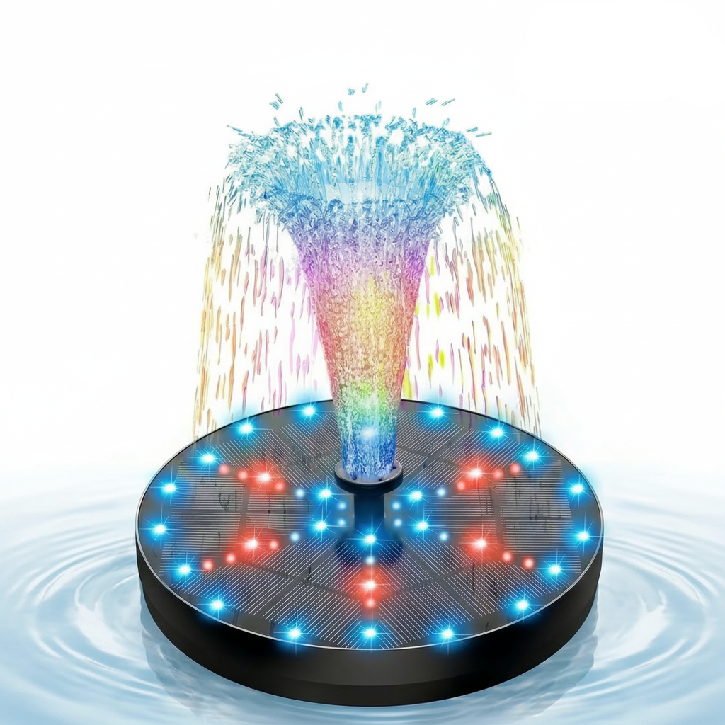 Solar Fountain Toy with Color LED Lights